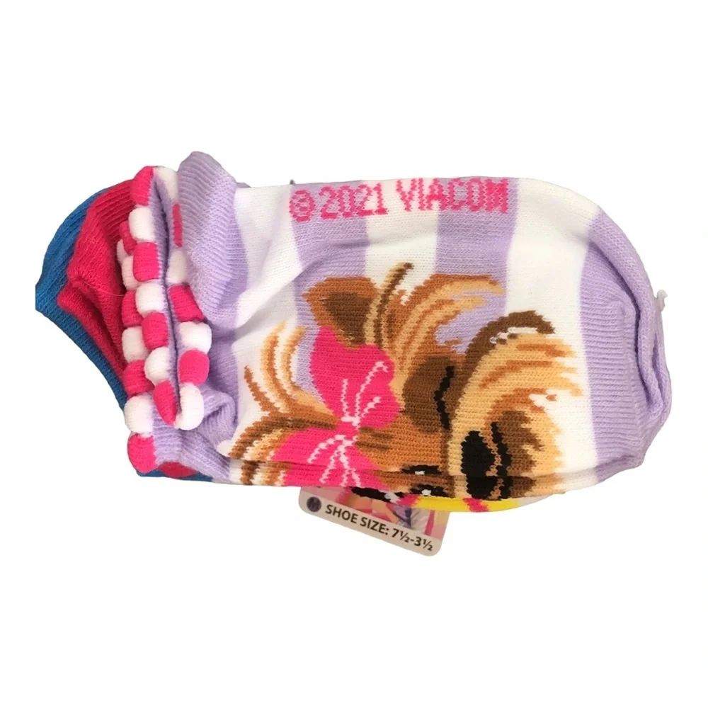 Jojo Siwa pom pom multi no show socks size medium (fits shoe 7.5-3.5) 5pairs new